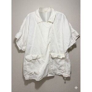 Eileen Fisher Organic Linen Top Xl Summer Boho Designer Natural Earthy